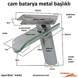 CAM BATARYA ŞELALE TİPİ LAVABO İÇİN LAVABO BATARYASI AÇ KAPA