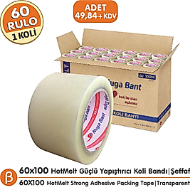 Nuga 1 KOLİ (60 ADET) 60x100 Şeffaf HotMelt Koli Bandı