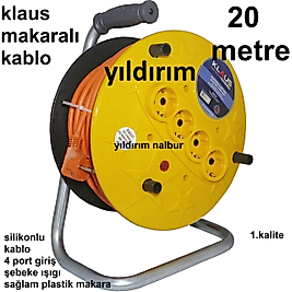 MAKARALI KABLO 3X1,5-20 METRE UZATMA KABLO KLAUS KALİTEDE ÖNCÜ