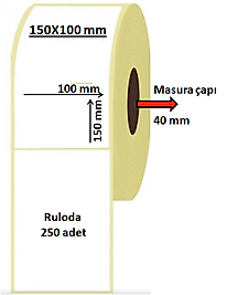 150X100 MM TERMAL ETİKET 250 Lİ SARIM