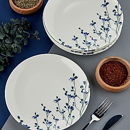 6 Adet Premium Porselen Lavanta Çiçek Desenli Pasta Tabağı