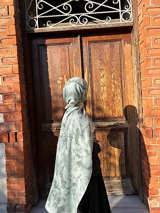 Color Desen Büyük Boy Koton Şal Mint