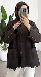 KAHVE PAMUKLU GABARDİN ÇEKET