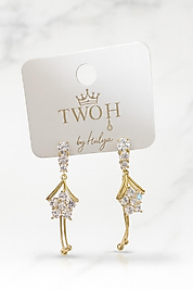 Gold Sallantılı Taşlı Küpe