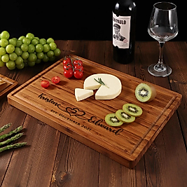 Çiftlere Özel İsimli Ahşap Kesme Tahtası – 40x28 cm Lazer Gravürlü