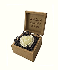 Design Flower Box Kişiye Özel İsimli Ahşap Kutuda Gül ve Lavanta