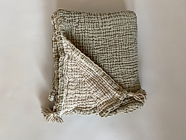 Müslin Bebek Battaniyesi Çift Taraflı 4 Katlı Haki Yeşil Renk 100x120cm.