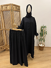 Hesna Cilbab Takım - Tensel Siyah