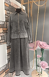 Denim Ceketli Etekli Takım