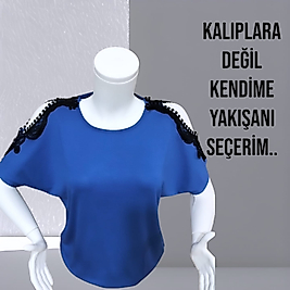 omuz dantel detay bluz