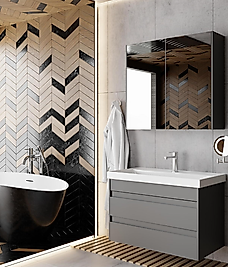 100 cm Antrasit Banyo Dolabı