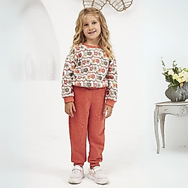 Kız Bebek Çiçek Desen Alt Üst İkili Takım