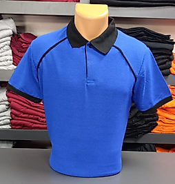 Yakalı T-Shirt Pamuk Penye 1.Kalite Kumaş Sax mavi ve siyah Renk