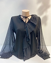 KOL YAKA KREP DETAY TRİKO BLUZ