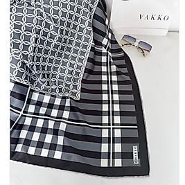 Ekose Desen Vakko Twill Eşarp- Siyah