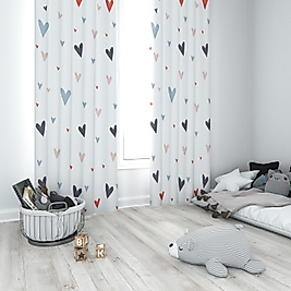Minibabyrooms Seksek ve Renkli Kalplar Temalı Fon Perde