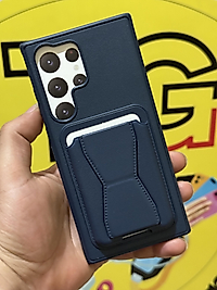 Samsung Galaxy S23 Ultra Kartlıklı Standlı Deri Telefon Kılıfı Lacivert