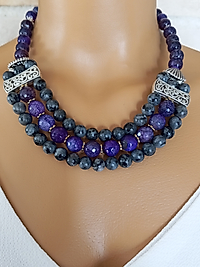 Akik ve ametist kolye