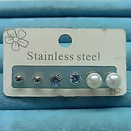 Çelik Gümüş Kaplama Çoklu İncili Küpe