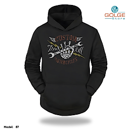 Motorcu Model Slimfit Kapüşönlu Hoodie Erkek kadın Sweatshirt