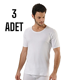 Gümüş Erkek Likralı Yarım Kollu Atlet Beyaz 3 Lü Paket