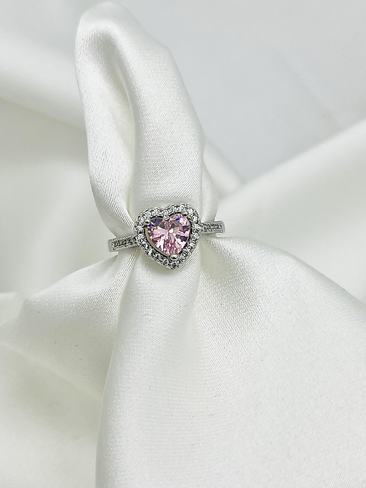 Çelik Silver Pembe Kalp Yüzük