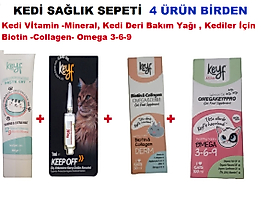 Kedi Bakım Seti( Kedi Vitamin-Mineral Deri Bakım Yağı-Kedilerin İhtiyacı İçin Biotin -Collojen-Omega