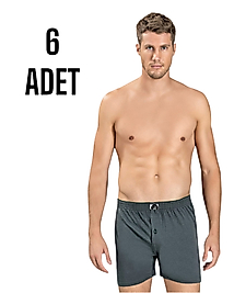 Gümüş Erkek Penye Boxer Şort Füme 6 Lı Paket