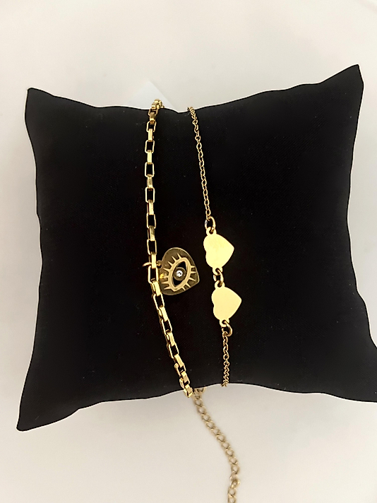 Çelik 2’li Kalpli Bileklik