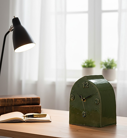 Koyu Yeşil Büyük Masa Saati MS004