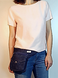 Lacivert Denim Kareli Astarlı Fanny Bag Bel Çantası
