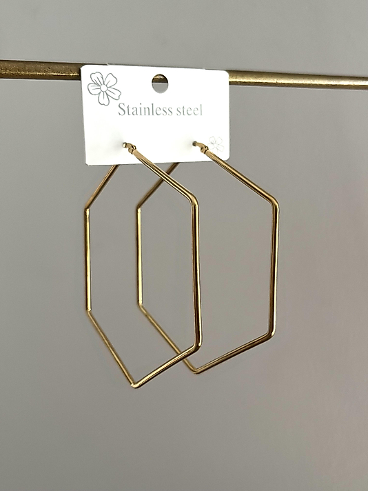 Çelik Büyük Altıgen Küpe