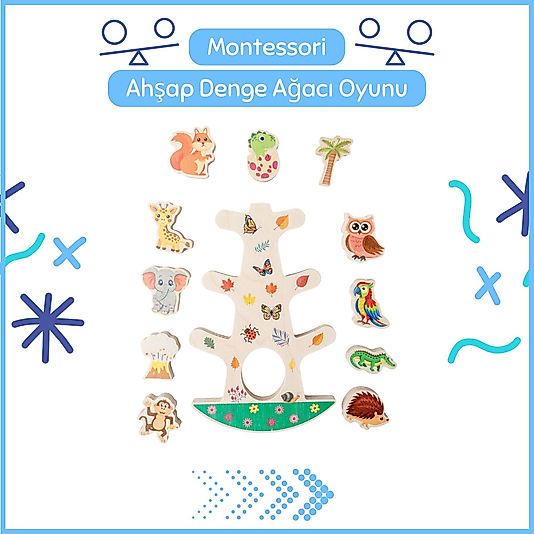Montessori Ahşap Denge Ağacı