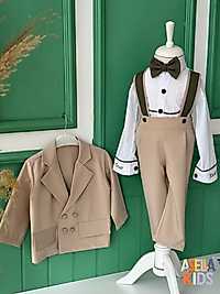 Erkek Çocuk Bej Salopet Takım - Ceketli Model