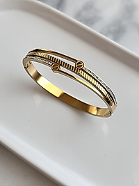Çelik Gold Taşlı Kelepçe Bileklik