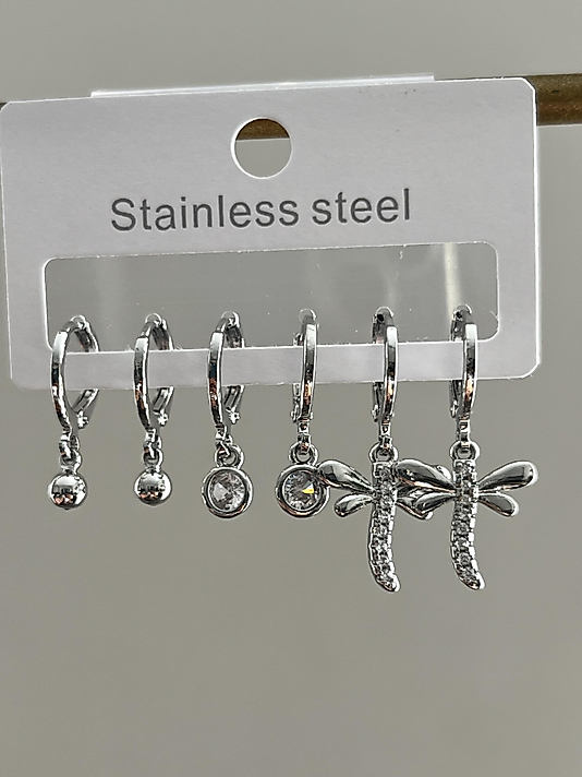 Çelik 6’lı Silver Yusufçuk Küpe