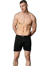 Sedef Yıldızı 1094 Erkek Penye Düz Renk Boxer Siyah
