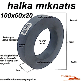 MIKNATIS HALKA SİYAH 100X60X20 YUVARLAK MIKLATIS HALKA 10 CM LİK FERRİT SİMİT