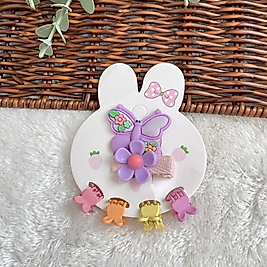 Kelebek Bağlama İle Papatya Klips Mandal Toka Set