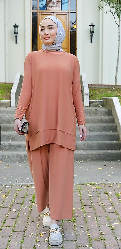 Sendy Kumaş Yanlar Cepli Tarçin Renk Takim