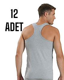 Gümüş Erkek Arkası Çapraz Atlet Gri 12 Li Paket