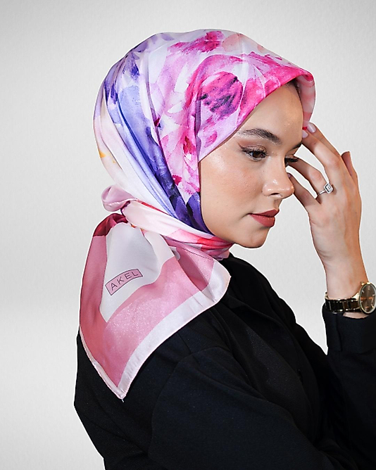 Dijital Kristal Eşarp Pastel Çiçek Desenli