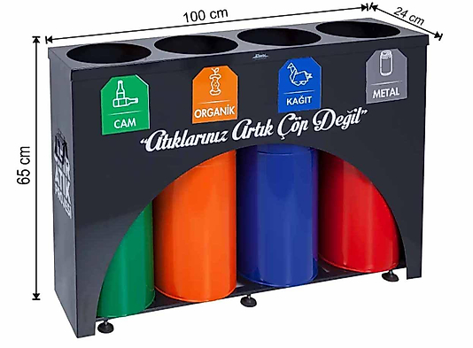 GERİ DÖNÜŞÜM GRUBU BOYALI KAFESLİ 4'LÜ ( KDV DAHİL )