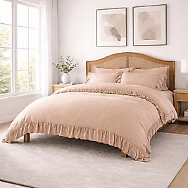 King Size Timeless Fırfırlı Nevresim Takımı Toprak