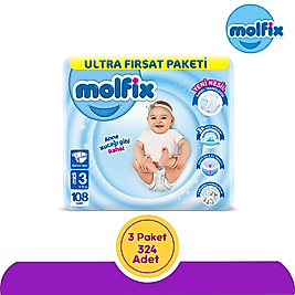 Molfix Bebek Bezi 3 Numara 108'li 3 Paket (324 Adet)
