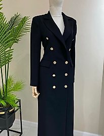 LADY GINA COMPANY DÜĞME DETAYLI UZUN  CEKET