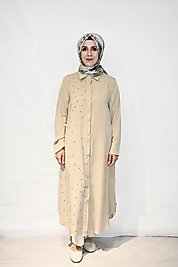 Taş İşlemeli Keten Gömlek