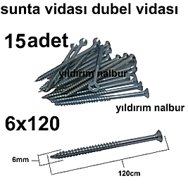 SUNTA VİDASI 6X120 15 ADET AHŞAP VİDASI TAHTA KALİTE SAĞLAM