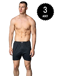 Sedef Yıldızı 1094 Erkek Penye Düz Renk Boxer Füme 3 lü Paket