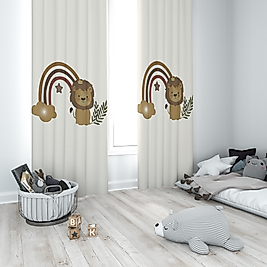 Minibabyrooms Aslan ve Gökkuşağı Desenli Fon Perde